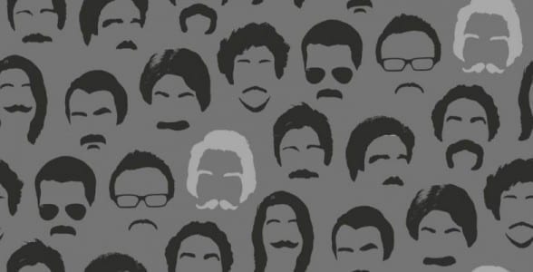 A gray background featuring many men with mustaches, perfect for Wallpaper Wednesday or celebrating Movember.