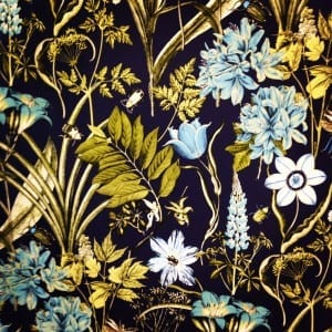 Favourite Picks - A blue and yellow floral print on a dark blue background.