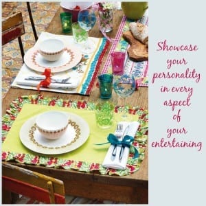 An elegant table setting with plates, cups, and utensils, perfect for a garden party or gathering at HomeSense. The beautiful arrangement of the tableware provides inspiration for hosting a stylish and