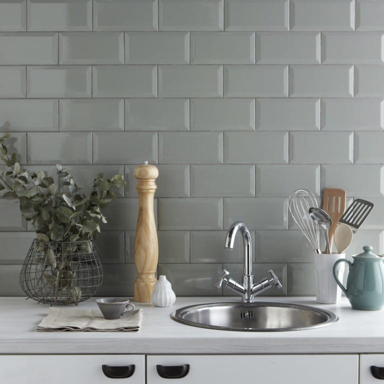 Enter to WIN £250 of tiles from Tile Mountain and transform your kitchen with a stylish grey tiled wall and a sink.