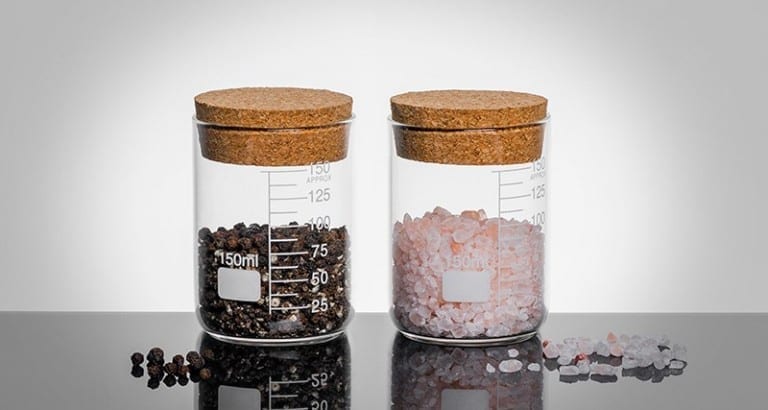 Gift Guide: Looking for the perfect Father's Day present? Consider these two glass jars filled with salt and black pepper.