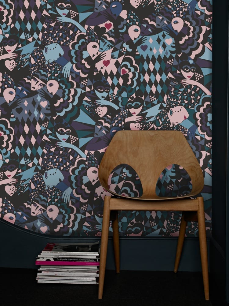 WIN a chair in front of a blue and pink canvas print.