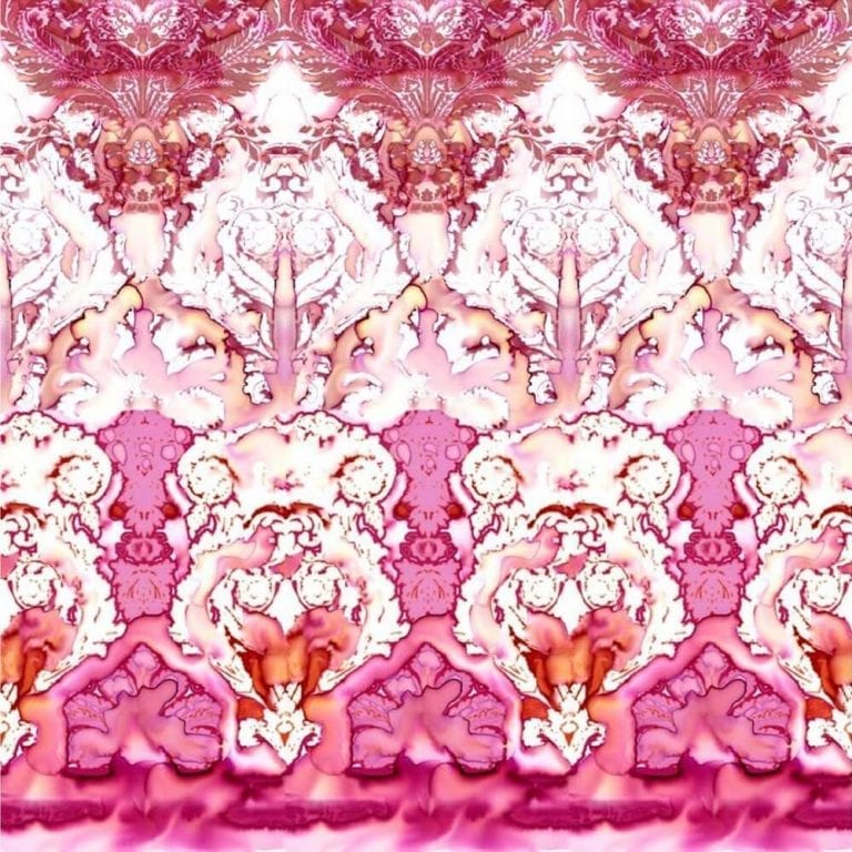 Pink, white, floral pattern.
