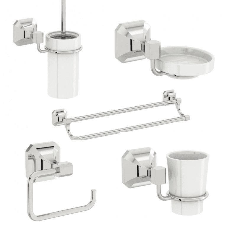 An accessory kit including a toilet brush and a cup.
