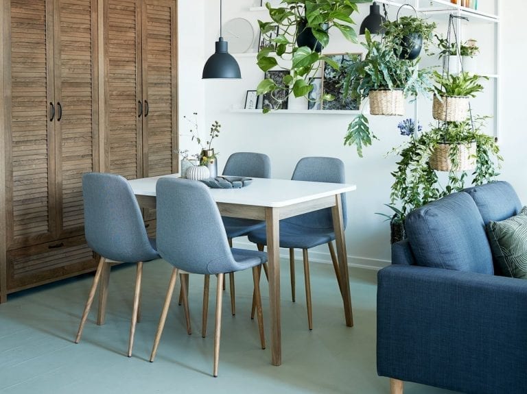 A living room with a table, chairs, and plants has been relaunched at the JYSK store in Mansfield.