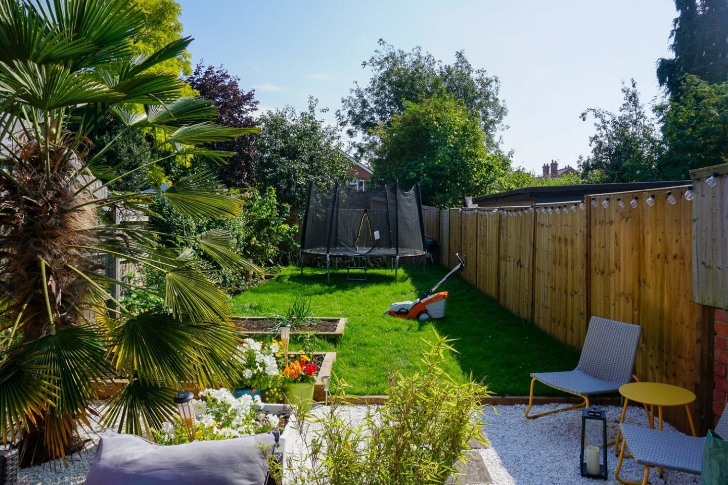stihl lawn mower in medium sized garden