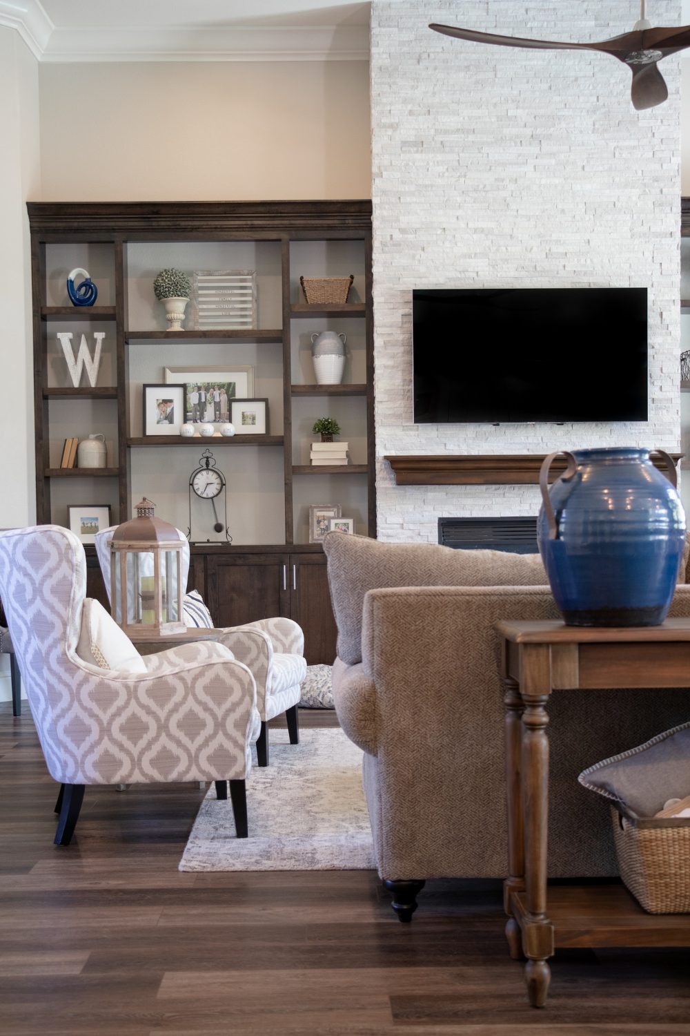 Senior Living with hardwood floors and a fireplace.